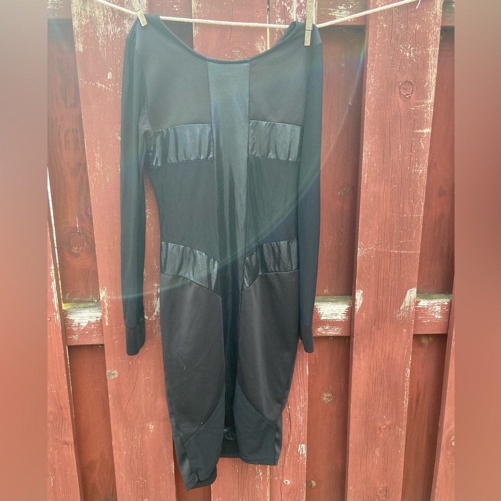 Black Long Sleeve Sheer Dress